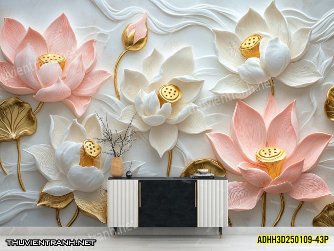 Tranh dán tường Hoa 3D- ADHH3D250109--43P - Tranh tường chất lượng cao